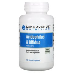 Пробіотики Acidophilus і Bifidus, Acidophilus,Bifidus, Lake Avenue Nutrition, 8 млрд КУО, 180 вегетаріанських капсул