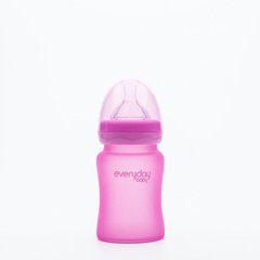 Скляна термочутлива дитяча пляшечка, малиновий, 150 мл, Everyday Baby, 1 шт