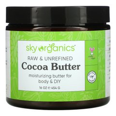 Какао-Олія, органічне неочищене сире, Sky Organics, 16 унцій (454 г)