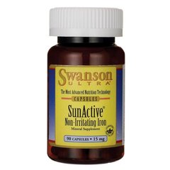 СанАктів заліза і не викликає роздратування, SunActive Non-Irritating Iron, Swanson, 15 мг, 90 капсул
