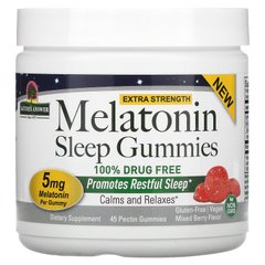 Nature's Answer, Мелатонінові жувальні цукерки для сну, екстра сила, суміш ягід, 5 мг, 45 жувальних цукерок з пектином
