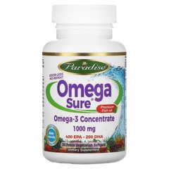 Omega Sure, Омега-3 преміум риб'ячий жир, Paradise Herbs, 1000 мг, 30 вегетаріанських капсул
