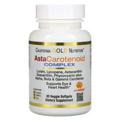 Витамины для здоровья глаз и сердца California Gold Nutrition (AstaCarotenoid Complex) 30 мягких таблеток купить в Киеве и Украине