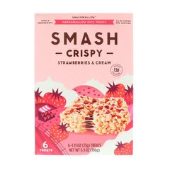 Smash Crispy, Полуниця з вершками, SmashMallow, 6 батончиків, 1,15 унц (33 г) кожен