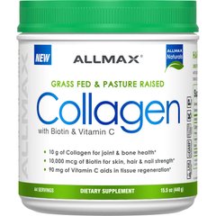 Трав'яний корм і пасовищний колаген з 10 000 мкг біотину + 90 мг вітаміну С, ALLMAX Nutrition, 440 г