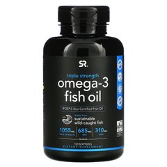 Рыбий жир с омега-3 тройная эффективность Sports Research (Omega-3 Fish Oil Triple Strength) 1250 мг 120 мягких таблеток купить в Киеве и Украине