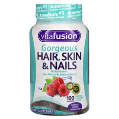 Мультивітаміни для волосся шкіри і нігтів смак малини VitaFusion (Hair Skin & Nails Multivitamin) 100 шт.