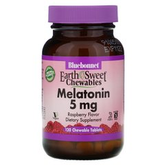 Жувальні цукерки EarthSweet, мелатонін, натуральний малиновий смак, Bluebonnet Nutrition, 5 мг, 120 жувальних таблеток