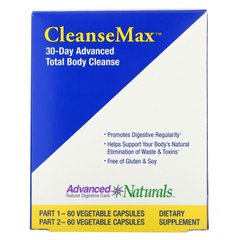 30-денне розширене очищення всього тіла, CleanseMax, 30-Day Advanced Total Body Cleanse, Advanced Naturals, 2 пляшки, 60 рослинних капсул в кожній