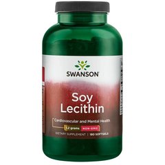Соєвий лецитин без ГМО, Soy Lecithin Non-GMO, Swanson, 12 г, 180 капсул