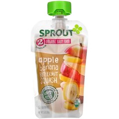 Sprout Organic, Дитяче харчування, від 6 місяців і старше, яблуко, банан, мускатний гарбуз, 3,5 унції (99 г)