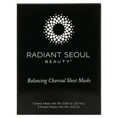 Балансуючі вугільні листові маски, Radiant Seoul, 5 листових масок, 0,85 унції (25 мл) кожна