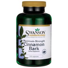 Максимальна сила коричної кори, Maximum-Strength Cinnamon Bark, Swanson, 120 капсул