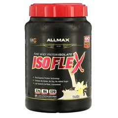 Isoflex, 100% ультрачистому ізолят сироваткового білка (ІХС з фільтрацією зарядженими іонними частками), ваніль, ALLMAX Nutrition, 907 г