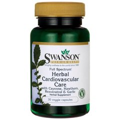 Трав'яний серцево-судинний догляд, Full Spectrum Herbal Cardiovascular Care, Swanson, 30 капсул