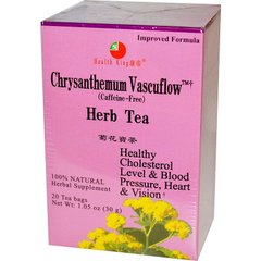 Травяной чай Vascuflow из хризантемы, без кофеина, Health King, 20 пакетиков, 1.05 унций (30 г)