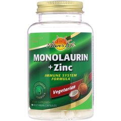 Монолаурін + Цинк, Monolaurin + Zinc, Health From The Sun, 90 вегетаріанських капсул
