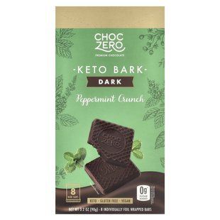 ChocZero, Keto Bark, Dark Chocolate, Peppermint Crunch, 8 individually Foil Wrapped Bars, 3.2 oz (90 g) купить в Киеве и Украине