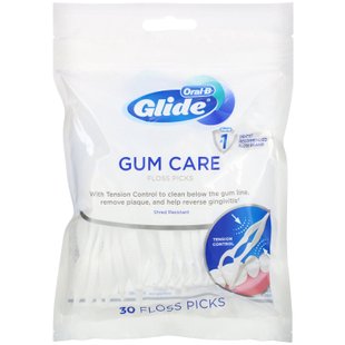 Уход за деснами, зубная нить, Glide, Gum Care, Floss Picks, Oral-B, 30 штук купить в Киеве и Украине