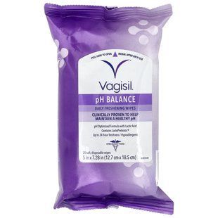 Vagisil, освежающие салфетки для ежедневного использования, с pH-балансом, 20 одноразовых салфеток купить в Киеве и Украине