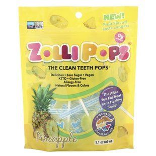 Чупачупсы с ананасом, The Clean Teeth Pops, Pineapple, Zollipops, 15 чупачупсов купить в Киеве и Украине