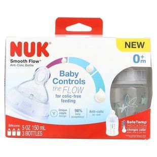 NUK, Smooth Flow, Anti-Colic Bottle, 0+ Months, 3 Bottles, 5 oz (150 ml) Each купить в Киеве и Украине