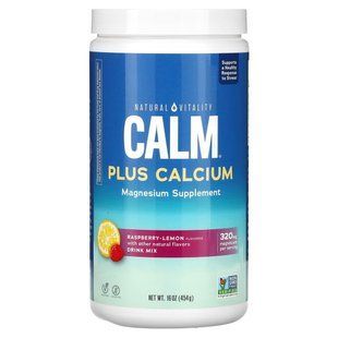 Natural Calm плюс кальцій, з натуральним смаком малини і лимона, Natural Vitality, 16 унцій (454 г)