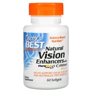 Натуральное средство для улучшения зрения, с лютеином, Natural Vision Enhancers with Lutemax, Doctor's Best, 60 мягких таблеток купить в Киеве и Украине