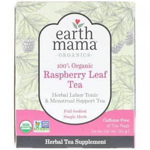 Органический чай с листья малини Earth Mama (Organic Raspberry Leaf Tea) 24 г 16 чайних пакетиков купить в Киеве и Украине