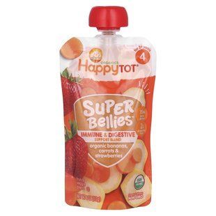Органические бананы, морковь и клубника, Happy Tot, Super Bellies, Organic Bananas, Carrots & Strawberries, Happy Family Organics, 113 г купить в Киеве и Украине