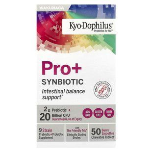 Kyolic, Kyo-Dophilus&reg; Pro+ Synbiotic, Berry Smoothie, 50 Chewable Tablets