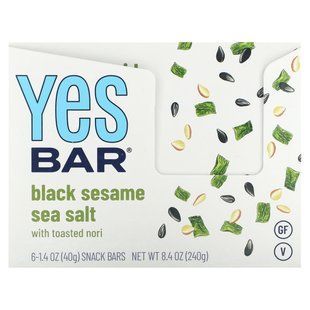 Yes Bar, Snack Bar, черная морская соль кунжута, 6 батончиков по 1,4 унции каждый купить в Киеве и Украине