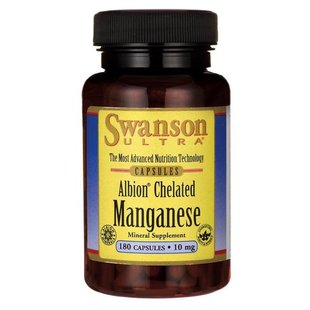 Хелатный марганец Альбион, Albion Chelated Manganese, Swanson, 10 мг, 180 капсул купить в Киеве и Украине