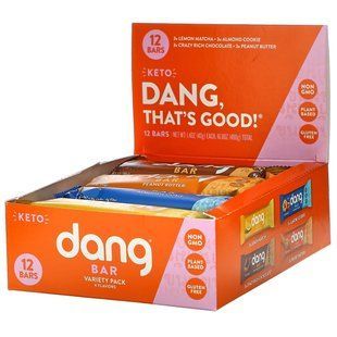 Кето-батончики, Keto Bar Variety Pack, Dang, 12 батончиков по 1,4 унции (40 г) каждая купить в Киеве и Украине