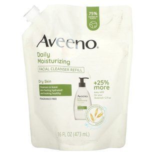 Aveeno, Daily Moisturizing, Facial Cleanser Refill, Dry Skin, Fragrance Free, 16 fl oz. (473 ml)