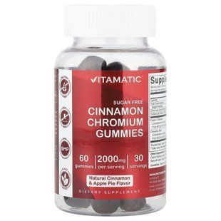 Vitamatic, Cinnamon Chromium Gummies, Natural Cinnamon & Apple Pie, 2,000 mg, 60 Gummies (1,000 mg per Gummy)
