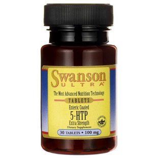 5-Hydroxytryptophan, 5-HTP Enteric Coated Extra Strength, Swanson, 100 mg, 30 tablets