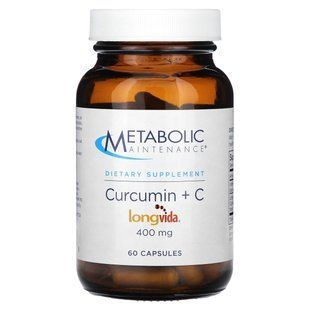 Куркумін + Вітамін С, Curcumin + C, Metabolic Maintenance, 400 мг, 60 капсул
