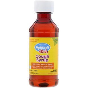 4 Kids, Cough Syrup with 100% Natural Honey, age 2-12, Hylands, 4 fluid ounces (118 ml)