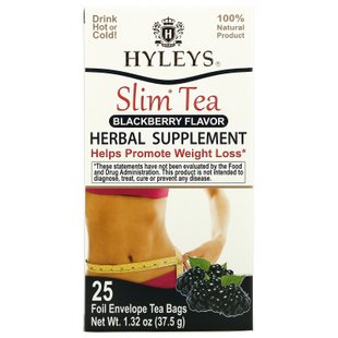 Hyleys Tea, Чай для похудения, ежевика, 25 чайных пакетиков в фольгированных конвертах, 1,32 унции (37,5 г) купить в Киеве и Украине