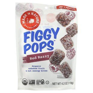 Made in Nature, Razzy Pops, суперснеки с красной малиной, 4,2 унции (119 г) купить в Киеве и Украине