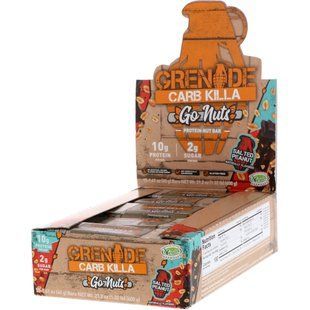 Carb Killa, ореховый протеиновый батончик Go Nuts, соленый арахис, Grenade, 15 батончиков по 1,41 унц. (40 г) купить в Киеве и Украине