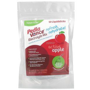 Natures One, PediaVance, electrolyte mix, active apple, 10 liquid sticks at 0.34 fluid ounces (10 ml) each