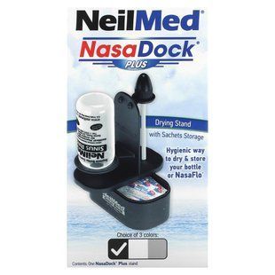 NeilMed, NasaDock Plus, підставка для сушіння та зберігання пакетиків, чорний, набір із 6 предметів