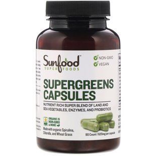Пищеварительная смесь Sunfood (Supergreens) 620 мг 90 капсул купить в Киеве и Украине