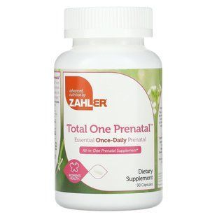 Total One Prenatal, предродовой комплекс с необходимыми компонентами для приема один раз в день, Zahler, 90 капсул купить в Киеве и Украине