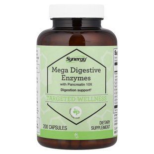 Пищеварительные ферменты с панкреатином 10X Vitacost Synergy (Mega Digestive Enzymes with Pancreatin 10X) 200 капсул купить в Киеве и Украине