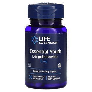 L-Ergothioneine for Youth Support Life Extension (L-Ergothioneine Essential Youth) 5 mg 30 vegetarian capsules