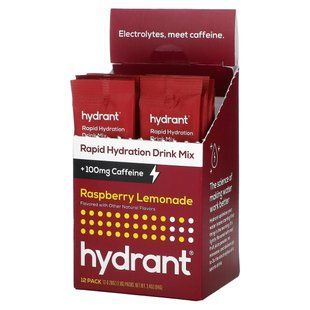 Hydrant, Beverage mix for quick hydration, raspberry lemonade, 12 packs, each 0.28 ounces (7.8 g).