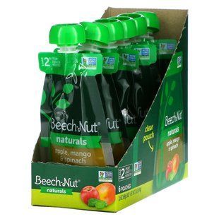 Beech-Nut, Naturals, Stage 2, яблоко, манго и шпинат, 6 пакетиков по 3,5 унции (99 г) каждый купить в Киеве и Украине